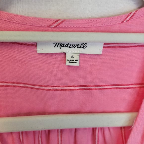 Madewell Women's Small Shirt Top Crop Wrap Pink Striped - Picture 7 of 8